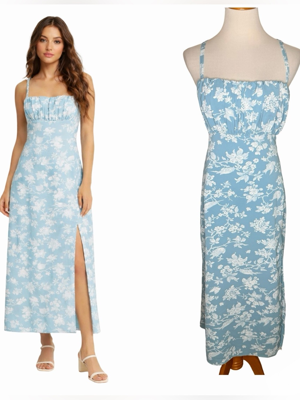 Abercrombie & Fitch Blue Floral Midi Dress Size XL Tall NWT Garden Wedding